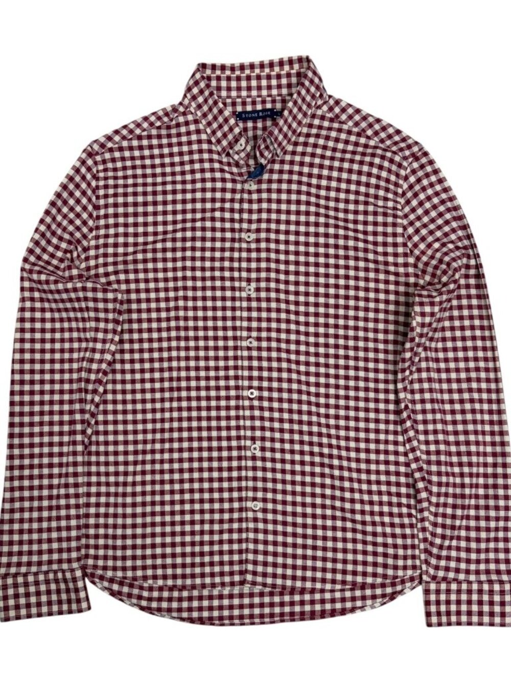 STONE ROSE Plaid Check Shirt Business Casual Button-Up Luxury Designer Men Large